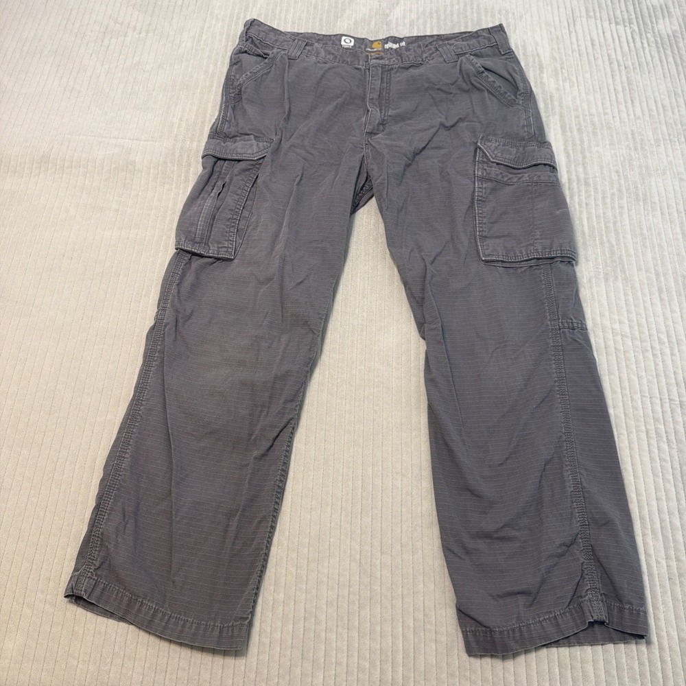 Carhartt Gray Relaxed Fit Force Utility Cargo Pants 36x29 Ripstop 101148-039